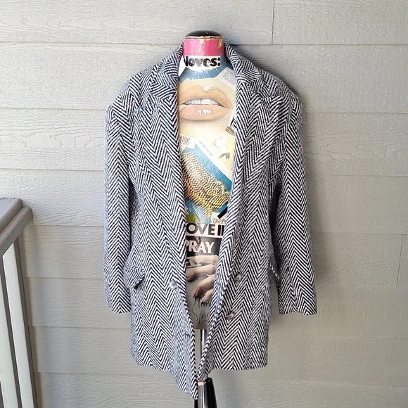 NWT Topshop herringbone textured blazer coat size 10 - Picture 11 of 14